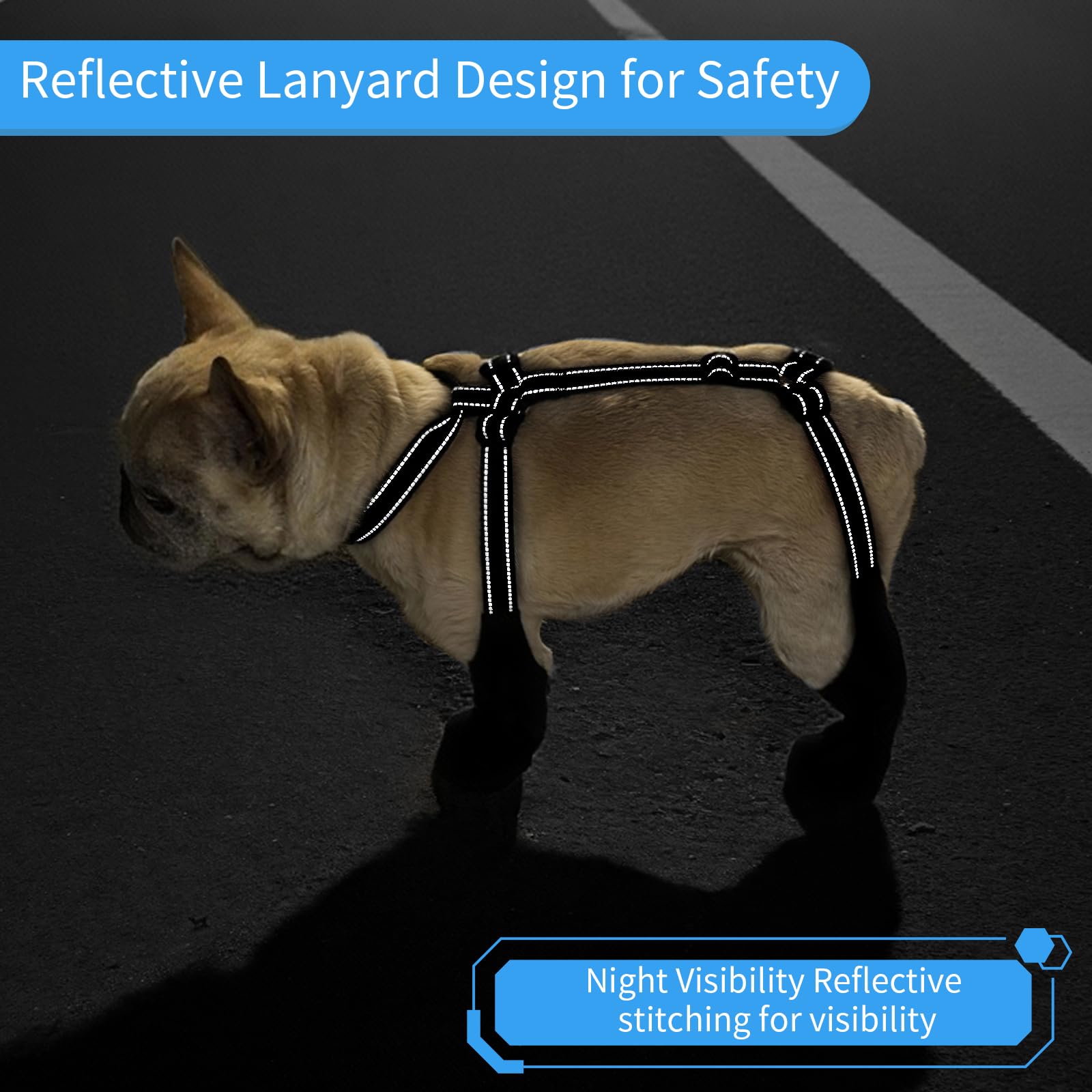 Waterproof Dog Boots for Small/Medium Dogs -Dog Paw Protectors Dog Suspender Boots Anti-Slip Pet Shoes for Outdoor Walking, Reflective Stay-On,Dirt-Proof Comfortable Booties (Black, Large) - image 6