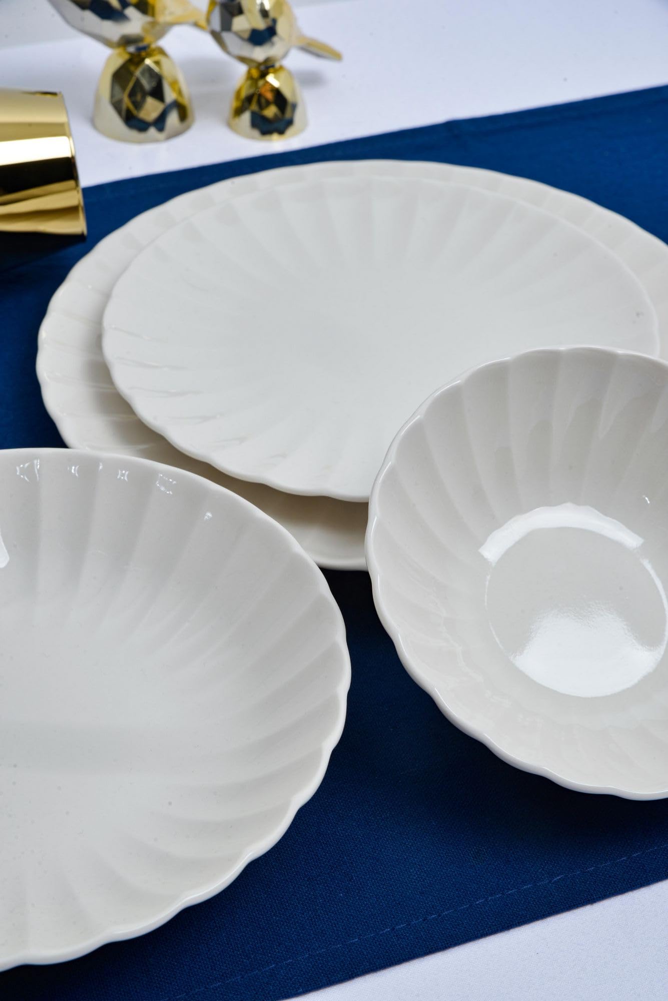 Elegant 24-Piece Dinner Set, 100% Porcelain, White | Includes Service Plates, Bowls & Dessert Plates | Microwave & Dishwasher Safe | Perfect for Any Occasion