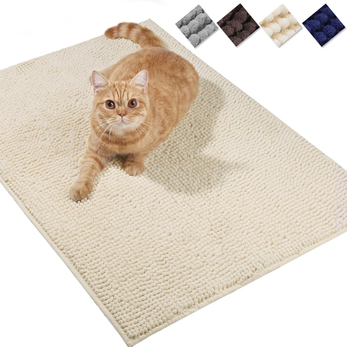 VIVAGLORY Cat Litter Mat Softgrip Litter Trapping Mat, Muddy Litterbox Rug for Indoor & Floor, Machine Washable Easy Clean Soft Microfiber for Cat, 31