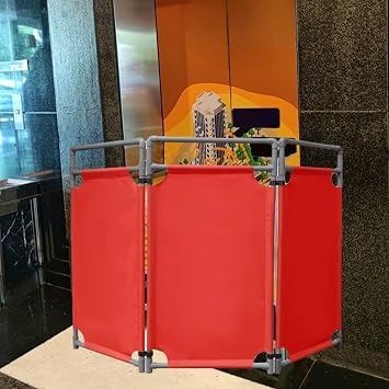 Expandable Barricade Elevator Maintenance Fence Barrier Red/Black, Foldable 3-Panel Safety Traffic Barricade Signs for Restricted Area, Caution Symbol Control BarrierRed