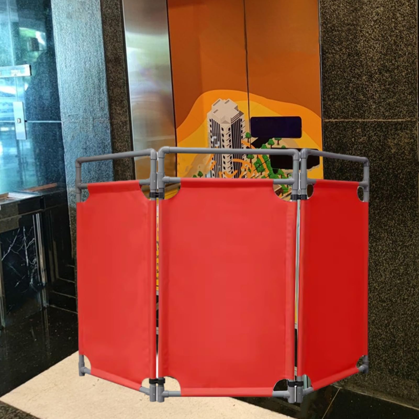 Barrière de sécurité pliable à symbole pour délimiter une zone réglementée