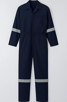 ARRON Professional Navy Blue Work Coverall with Reflective Stripes Boiler Suit, Full Length, Industrial Safety Uniform, Long Sleeve