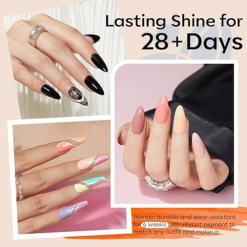 Miniatura 3 de modelones Juego de 32 esmaltes de uñas de gel, 28 colores para todas las estaciones, base que no se limpia, capa superior brillante y mate e