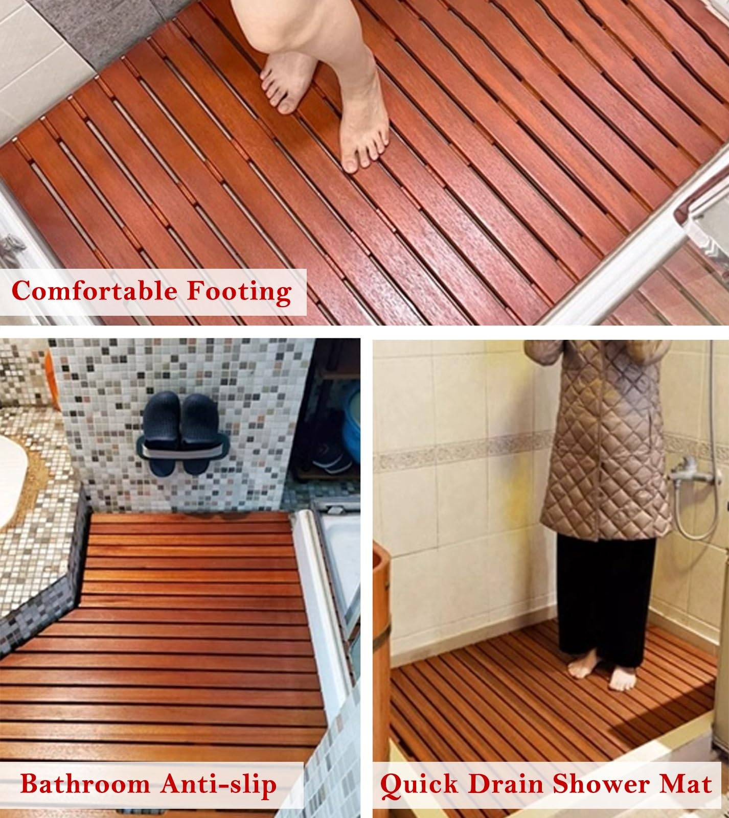 Genérico Alfombrilla de baño de Madera de Secado rápido con Acabado aceitado, Alfombrilla de Ducha de Lujo de 12, 16, 20, 24, 28 y 32 Pulgadas, tamaño Personalizado, Alfombrilla de bañera/s