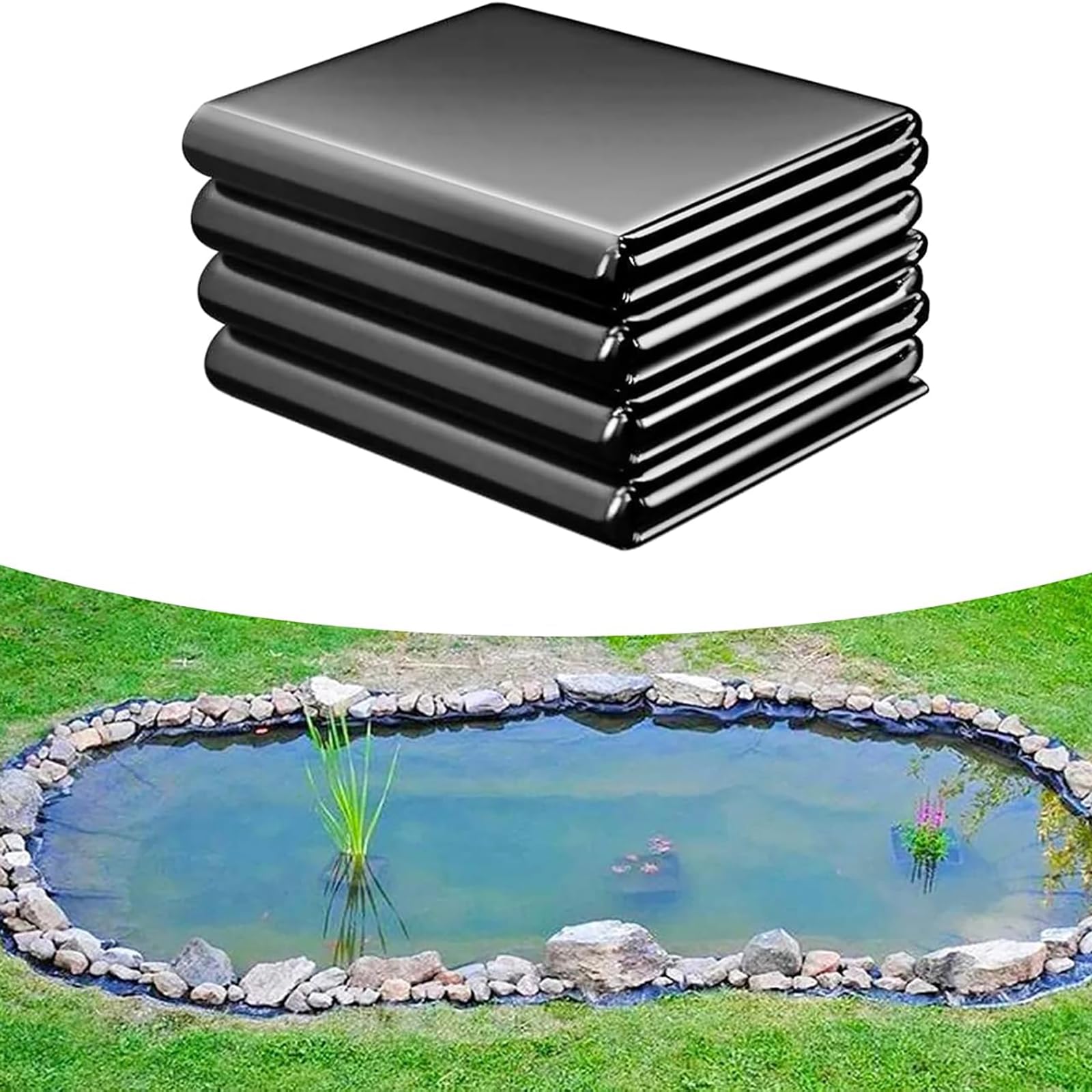 Bâche pour bassins de jardin souple anti-fuite en PEHD de 2 x 6 m
