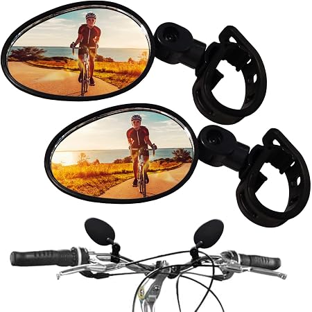 2x Fahrradspiegel 360° Drehbar – Für Lenker 15–35 Mm, 7,9 Cm Spiegel, Konvexer Rundspiegel, Schwarz, Für Mountainbike & E-Bike