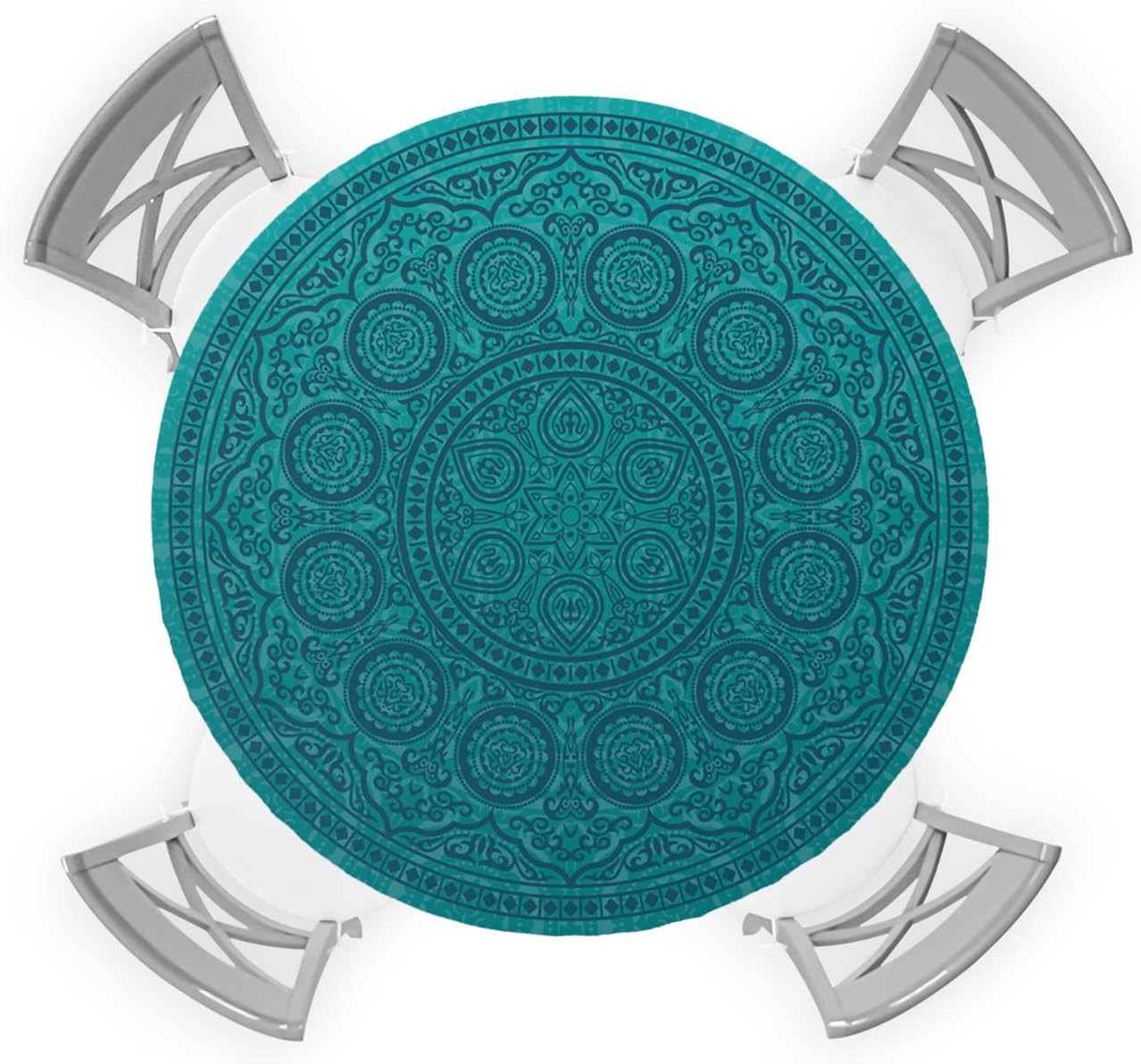 SEVENBABU Round Table Cover 5560 Inch, Waterproof Reusable