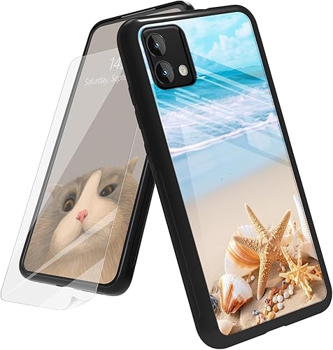 Funda para Motorola Moto G Stylus 5G 2023 con protector de pantalla, parte trasera de vidrio templado + funda de silicona suave TPU absorción de