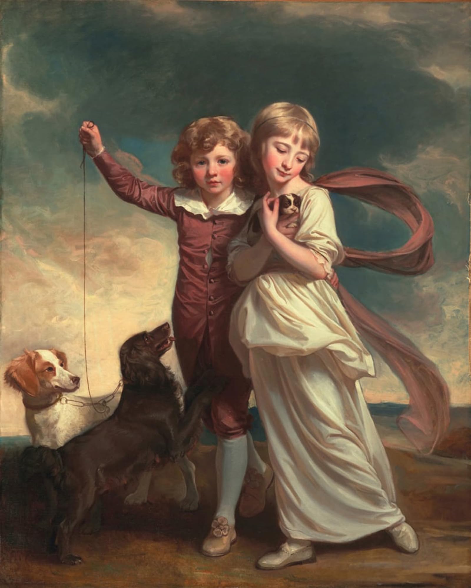 ARTXLXXBN Famous Art Print Poster Vintage Wall Art Clavering and Catherine Mary Clavering the Clavering Children by George Romney Canvas Art Poster for Home Decor 60x90cm