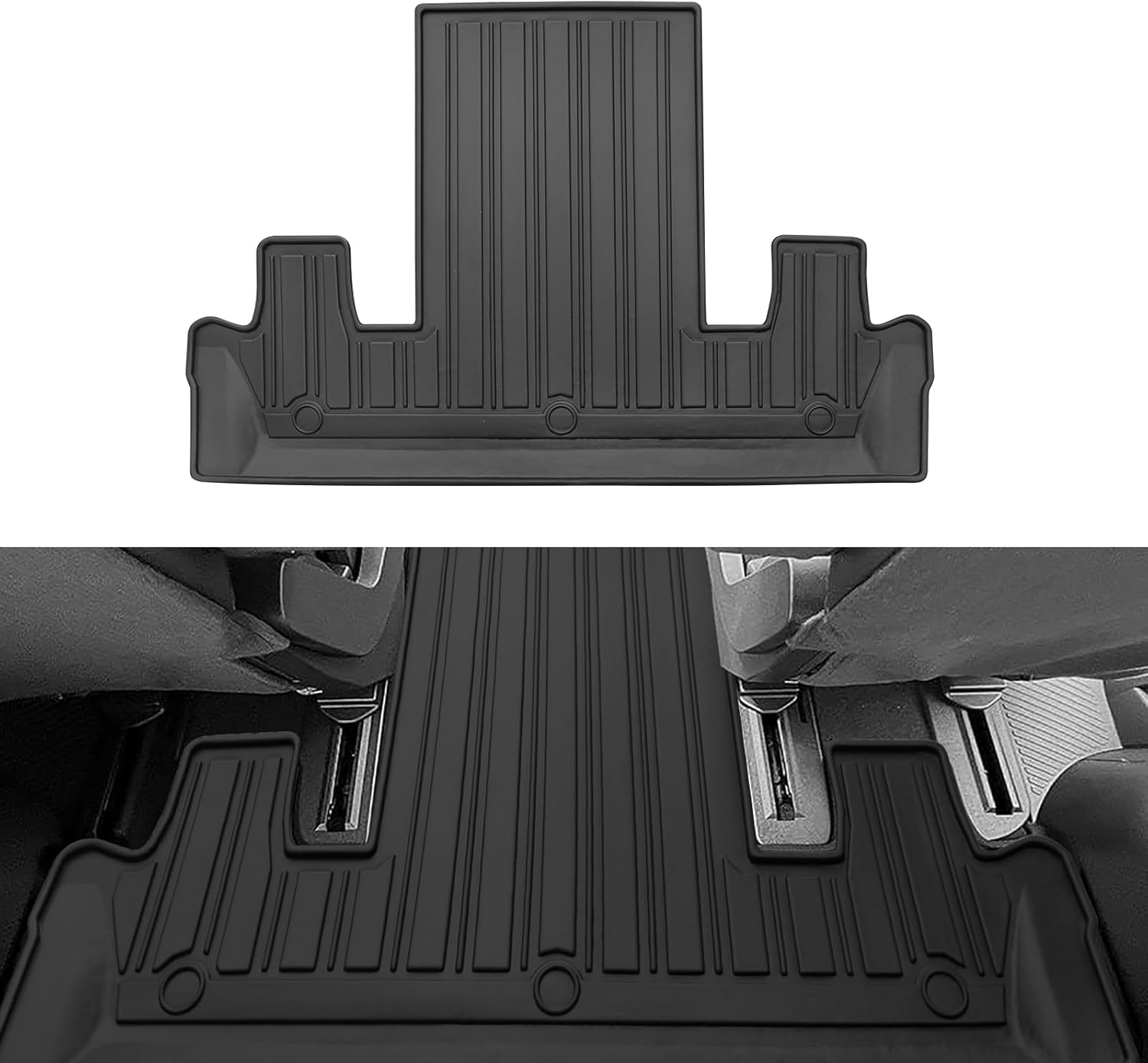for 2018-2024 Ford Expedition Max/Lincoln Navigator L 7 Seater Floor Mats 3 Row Trunk Cargo Liners Backrest Mat Set TPE Protection Mat Accessories (Only for 7seat, Fit MAX Or L) - Image 3