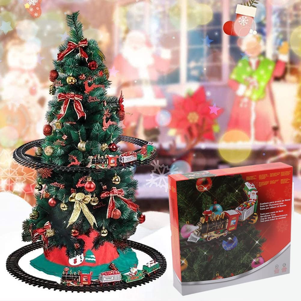 Coffret Train de Noël Lumières Électriques Sons 89 X 89 Cm | Jouet de Voiture Ferroviaire électrique, ABS, Décoration de Noël, Affichage pour la Maison, Piste Modulaire, 4 Piles AA Non