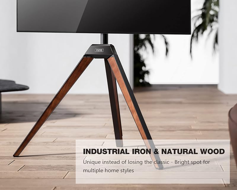 FITUEYES Corner TV Stand for 32-65 Inch TV with Height Adjustable, Walnut image 4