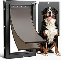 Vista 1 de Puerta XL para Perro de Aluminio para Puerta Exterior, Puerta Extra Grande para Perro, Puerta Resistente para Mascotas, Dobles Solapas Magnéticas