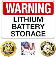 Vista 6 de Letrero de almacenamiento de batería de litio de advertencia, 10 x 14 pulgadas, HDPS de 55 mil de grosor (poliestireno de alta densidad), fabricado