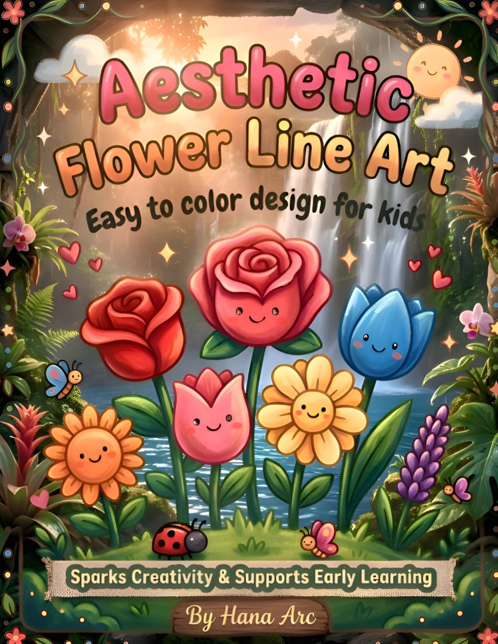 Aesthetic Flower Line Art: Simple and Cute Floral Coloring Pages with Bold Outlines