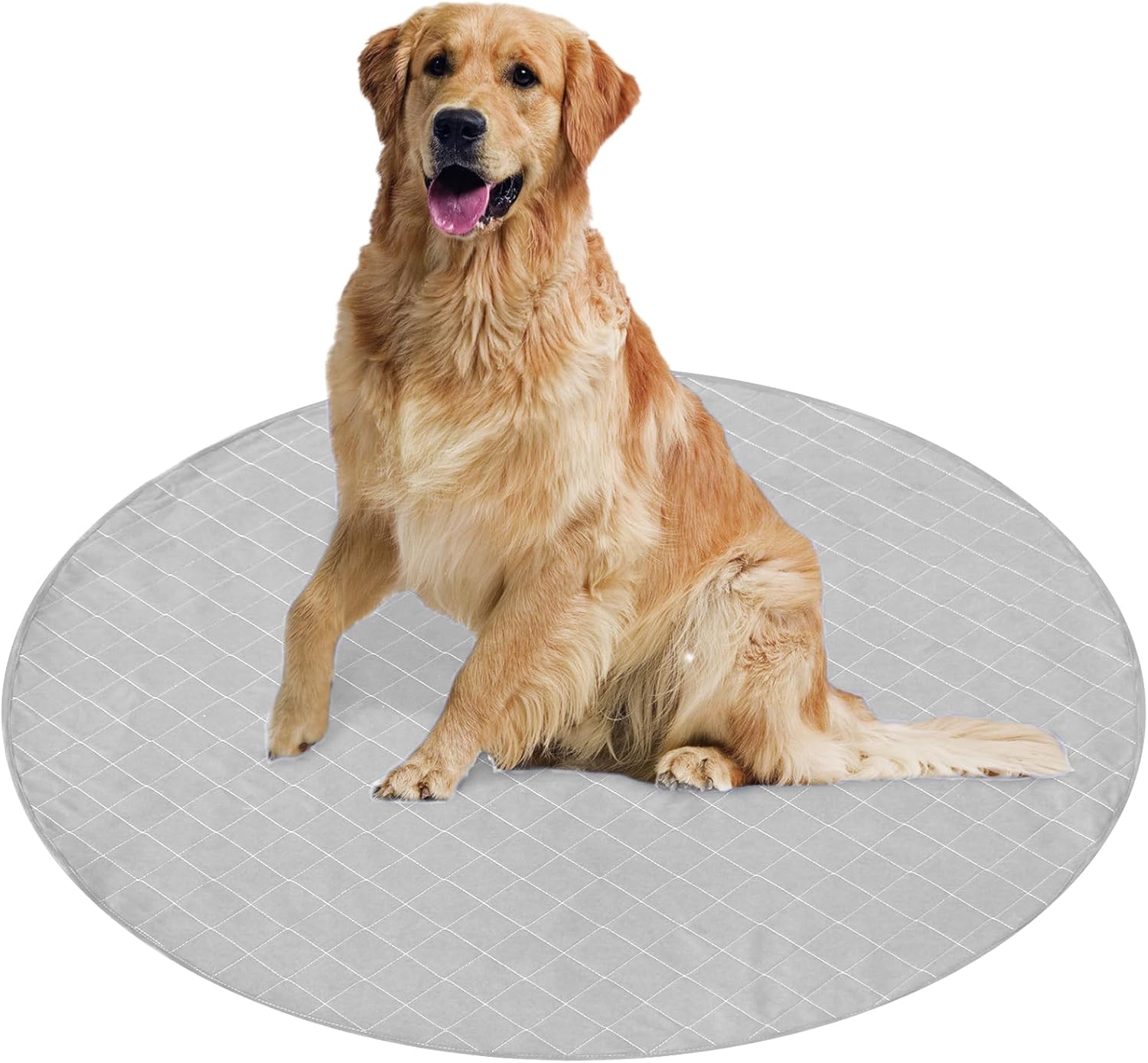 2 Pack Reusable Pee Pads for Dogs 48", Washable Round Whelping Pads, Puppy Training Pads with Non-Slip Back for Playpen/Crate, Dog Housebreaking Absorption Pad, Grey