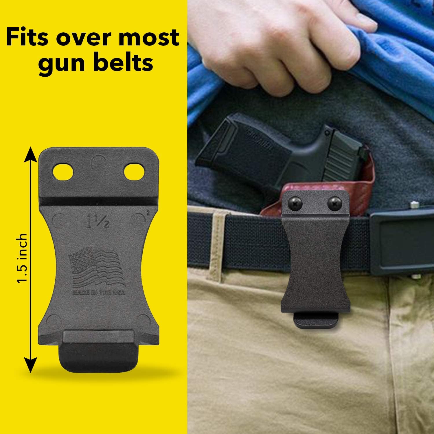 Holster Clip - Tuckable Belt Clip for Inside The Waist Band (IWB) Gun Holsters & Knife Sheath- Adjustable Cant, High-Grade Material - FOMI Clips with Mounting Hardware, USA Made