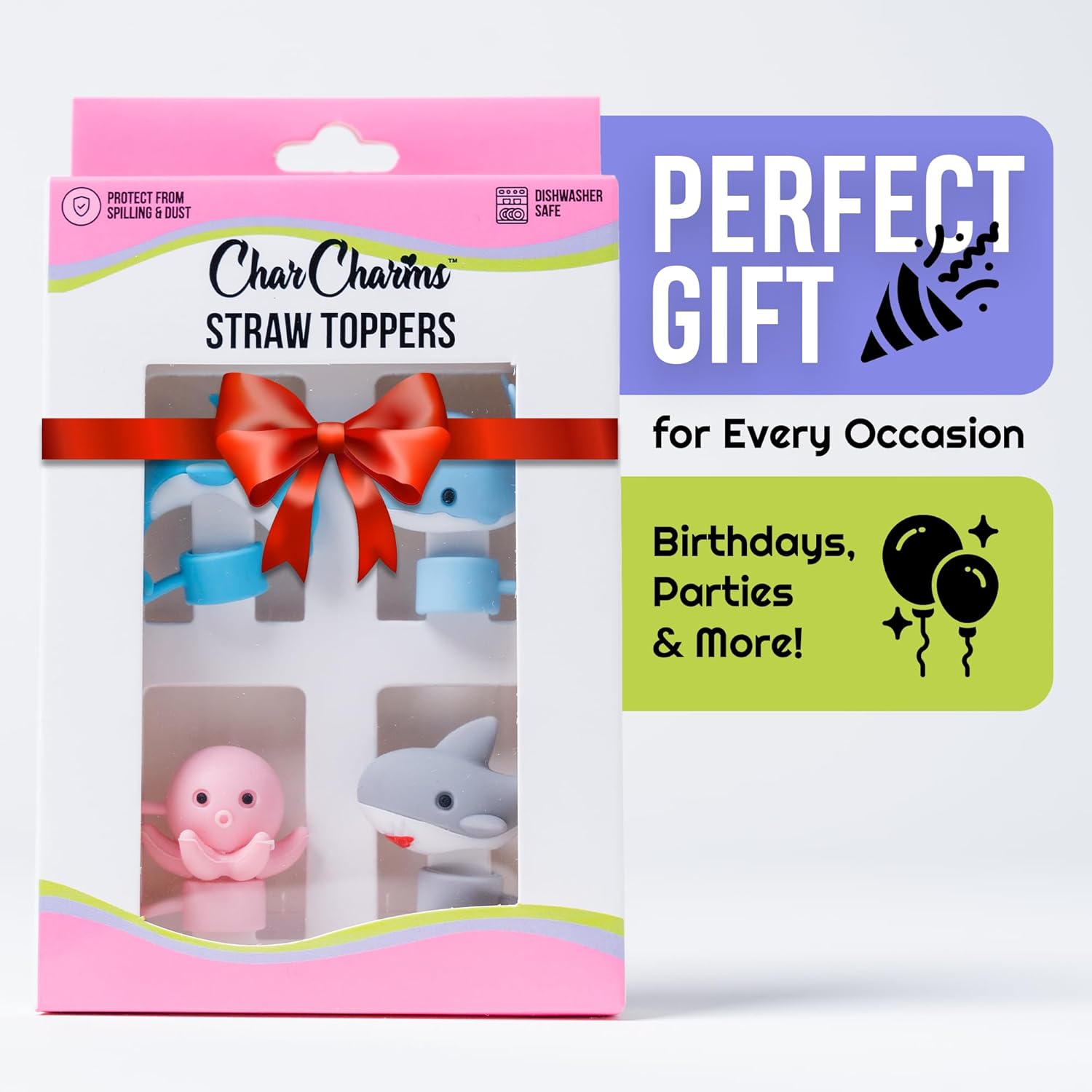 CharCharms Tumbler Toppers | 4-Pack Cute Flower Design Silicone Covers for 10mm Straws | Fits 30oz & 40oz Tumblers | Reusable, Dishwasher Safe Drinkware Accessories - Image 8