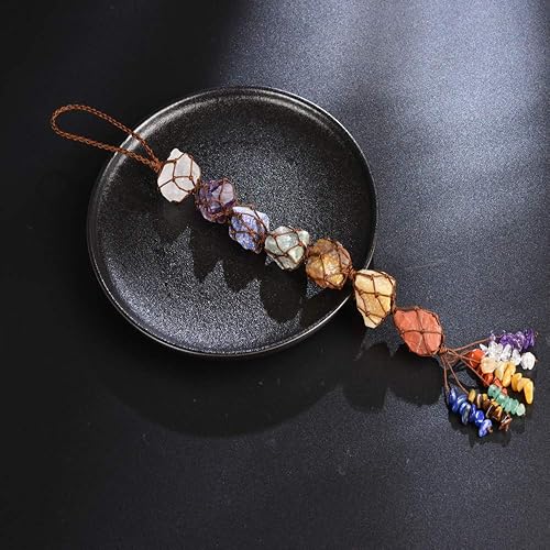 Miniatura 6 de Piedras preciosas curativas hechas a mano, cristales de Feng Shui, decoración colgante para decoración del hogar, decoración de fiesta (piedra cruda