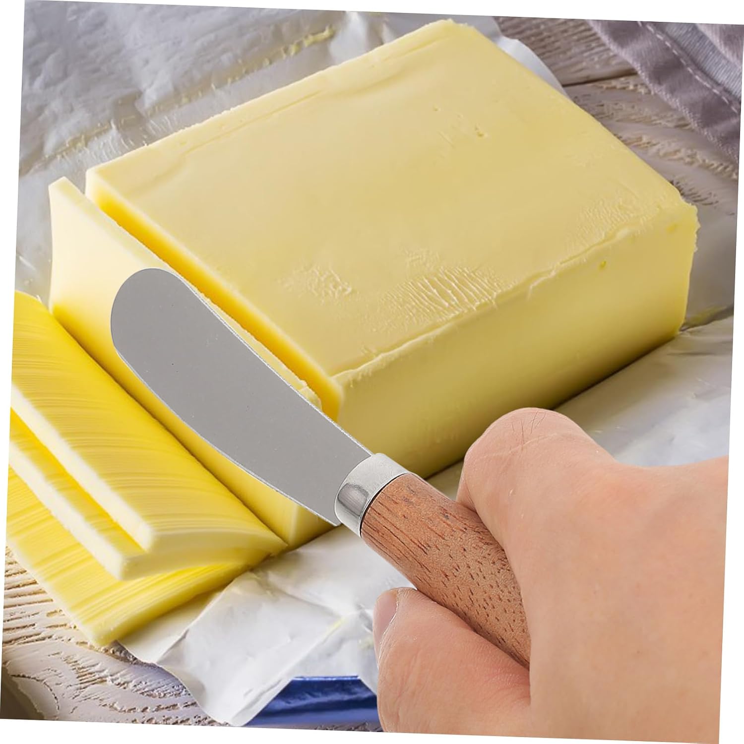 4pcs Cheese Spreaders Stainless Steel and Wood, Xmas Multi-function