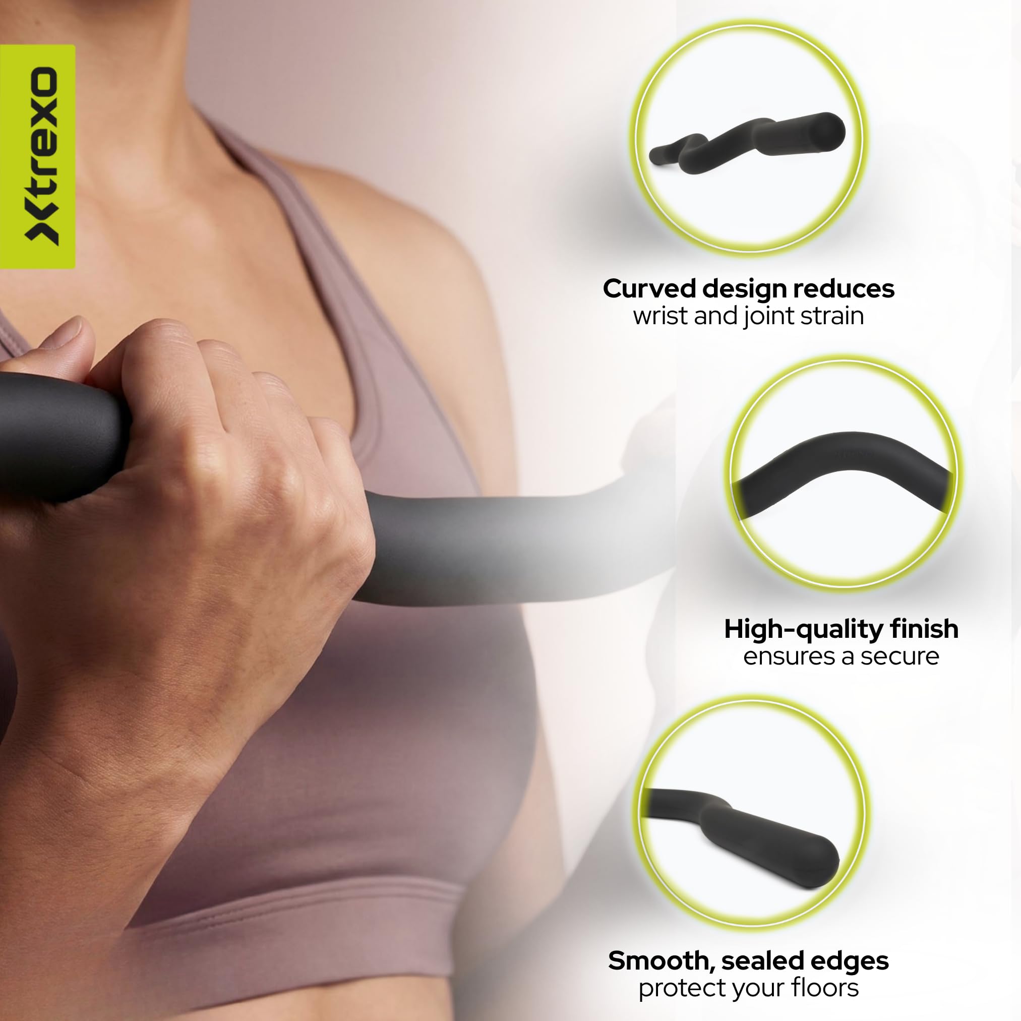Barra curl curvada SCULPT de 110 cm, de silicona, para entrenamiento de brazos, 11,3 kg, núcleo de hierro