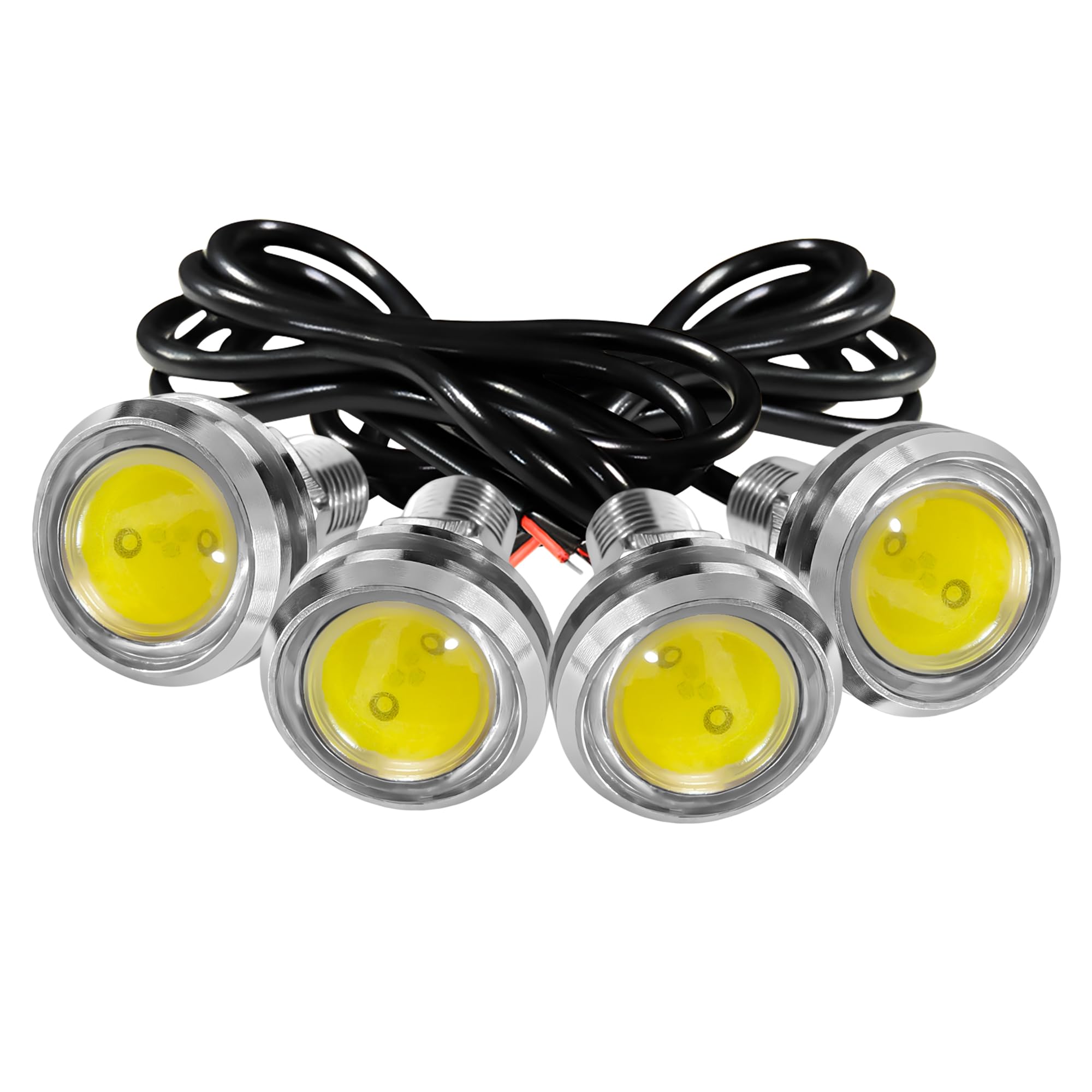 4Pcs 23mm COB DC 12V Eagle Eye LED Car Fog DRL Daytime Running Light Car ATV Camper Trunk Motorcycle Marker Lights Lamp Tail Reverse Fog Light Signal Lamp (White)
