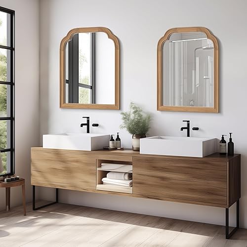 Vista 244 de WallBeyond Espejos de baño de madera para montar en la pared, espejos de pared con marco de madera rústica de 16 x 20 pulgadas, espejos de pared