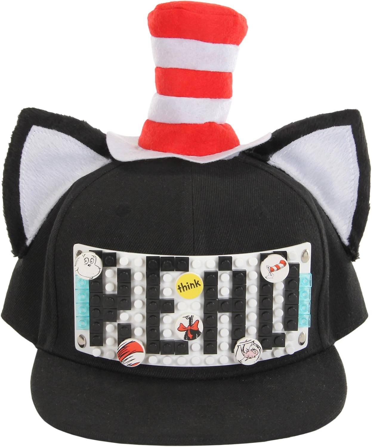 elope Dr. Seuss Cat in The Hat Building Blocks Snapback Hat, Standard Black