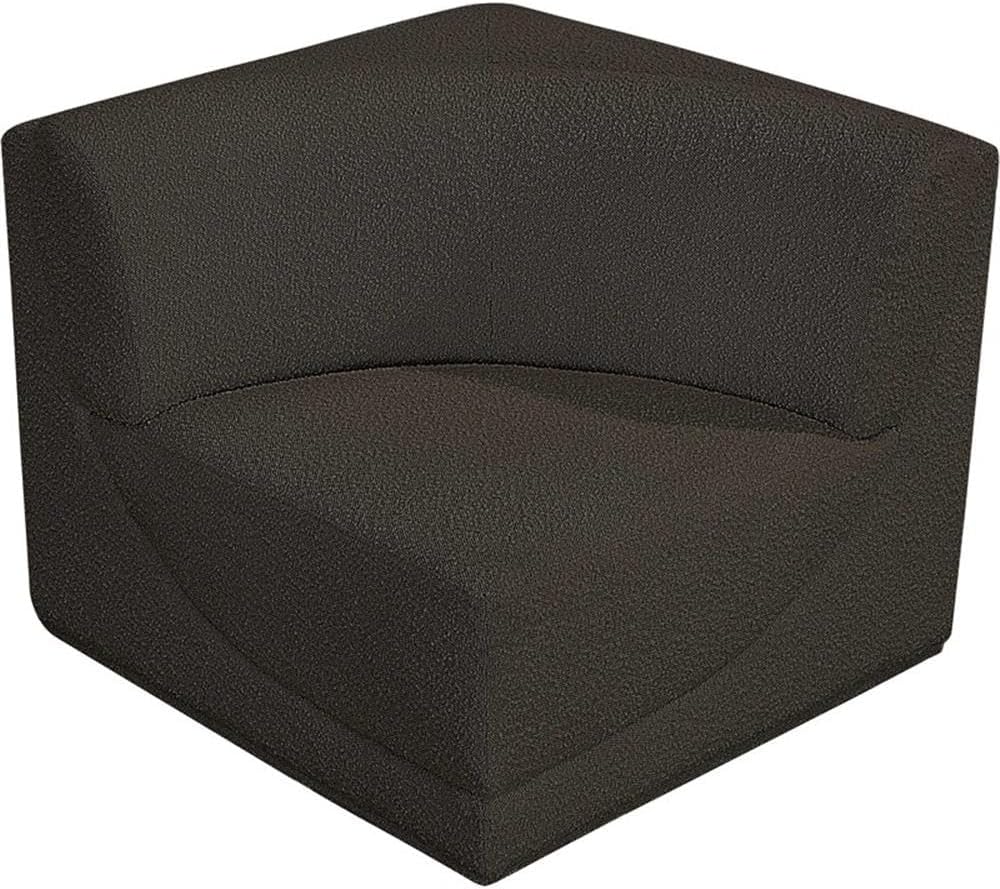 BOWERY HILL Contemporary Modular Accent Chair, Rich Brown Boucle Fabric Upholstery, 34" W x 34" D x 30" H, Curved Corner Design, Durable Living Room Seating, Combine with Sectional Pieces