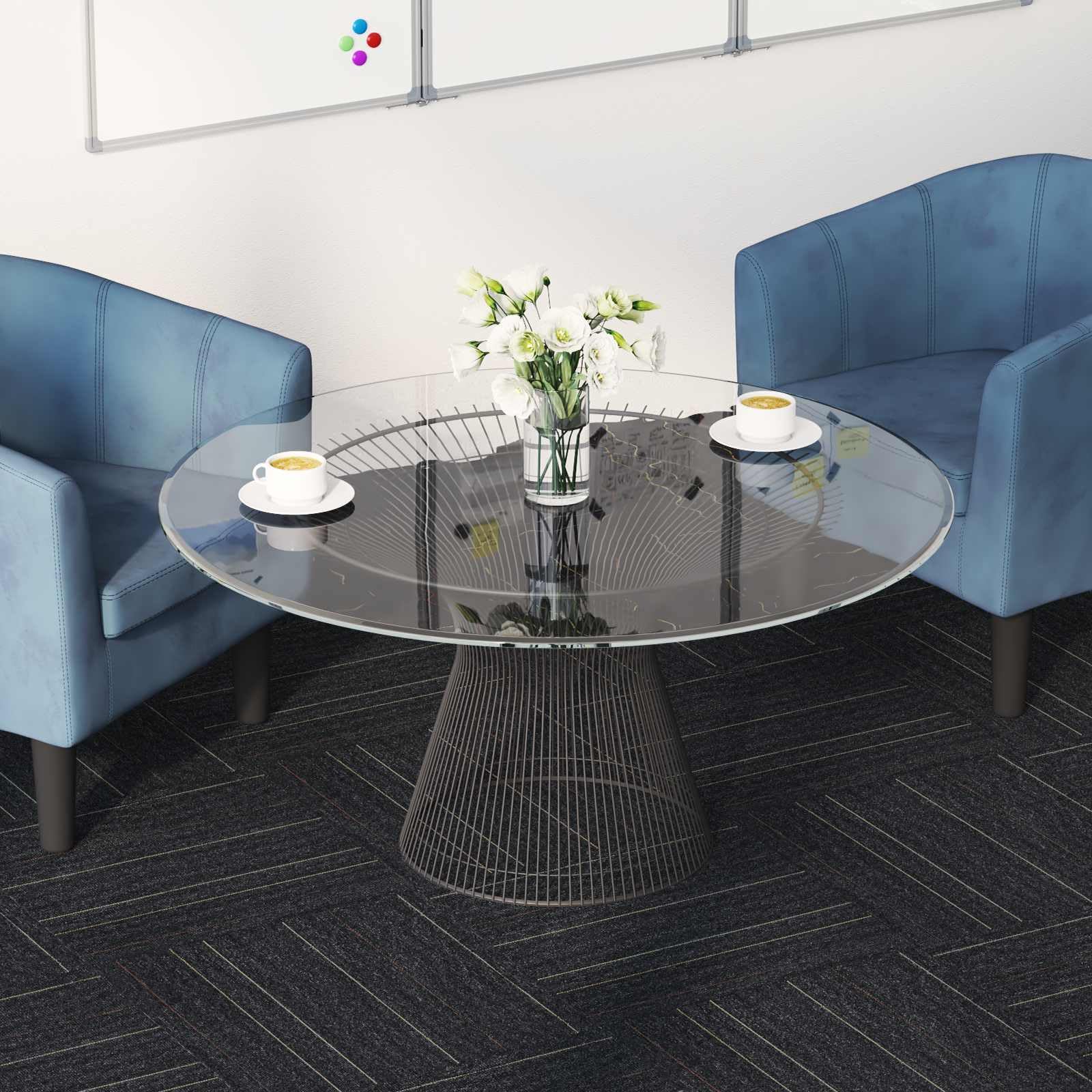Teppichfliese Dunkelgrau mit Streifen 50 x 50 cm PP Bitumen 4 Stück schallabsorbierend flexible Bodenlösung für Wohnzimmer Schlafzimmer und Büro schutz und Komfort