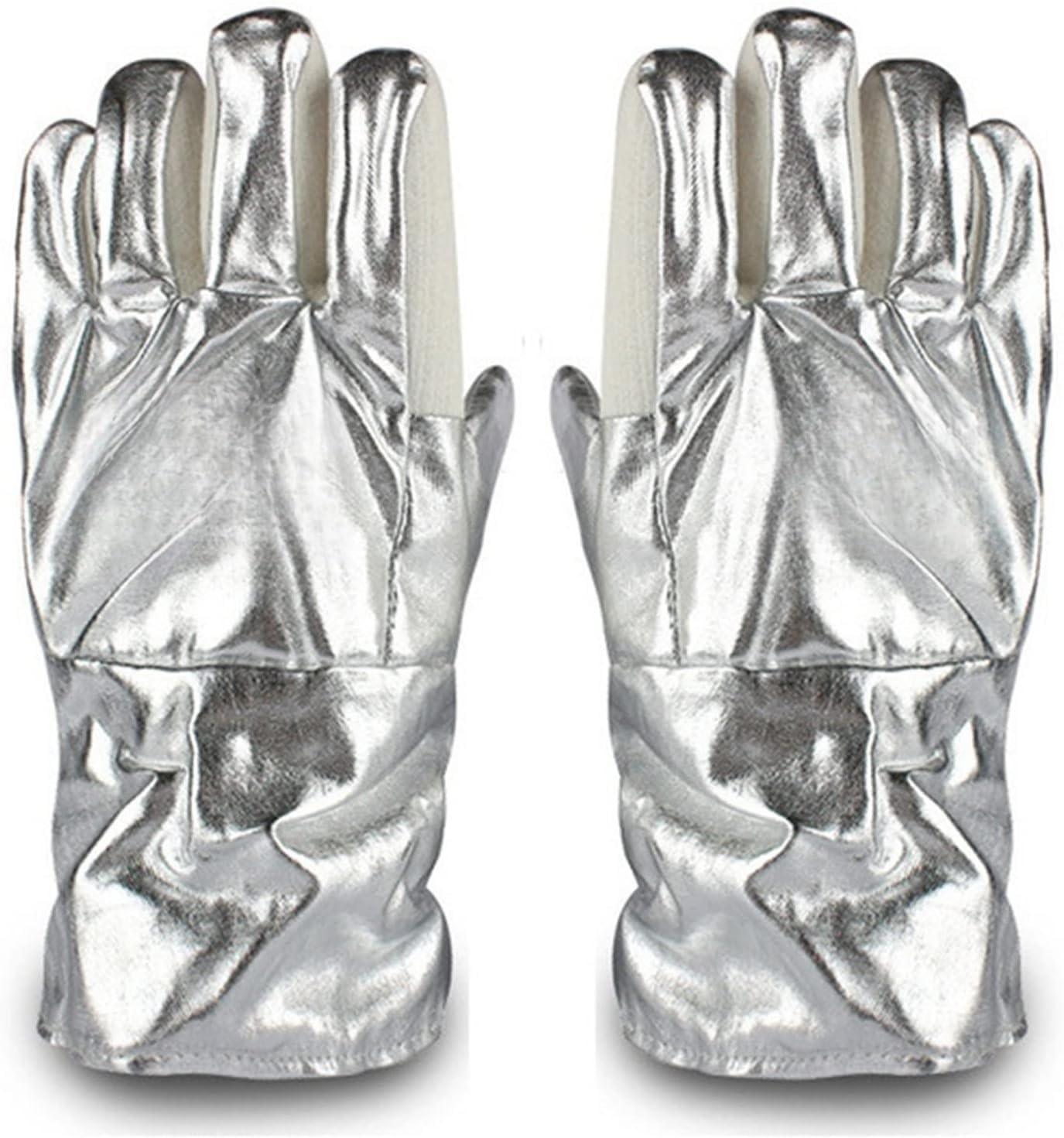 PIWINE Gartenhandschuhe, schnittfeste Handschuhe, feuerfeste Handschuhe, Grill- und Kaminhandschuhe aus Aluminiumfolie, hochtemperaturbeständige Handschuhe, Handschuhe for Metallurgie-Schweißöfen