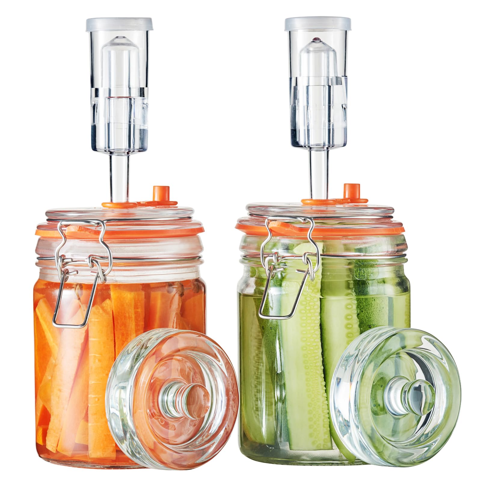 Jillmo Fermentation Jar, 700ml Fermenting Kit with Fermentation Weights and Airlocks, Pack of 2