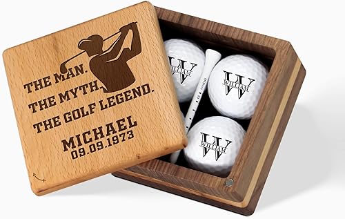 Regalo de golf personalizado para hombres papá marido jefe exhibición de pelotas de golf con nombre personalizado con caja de lujo accesorios de