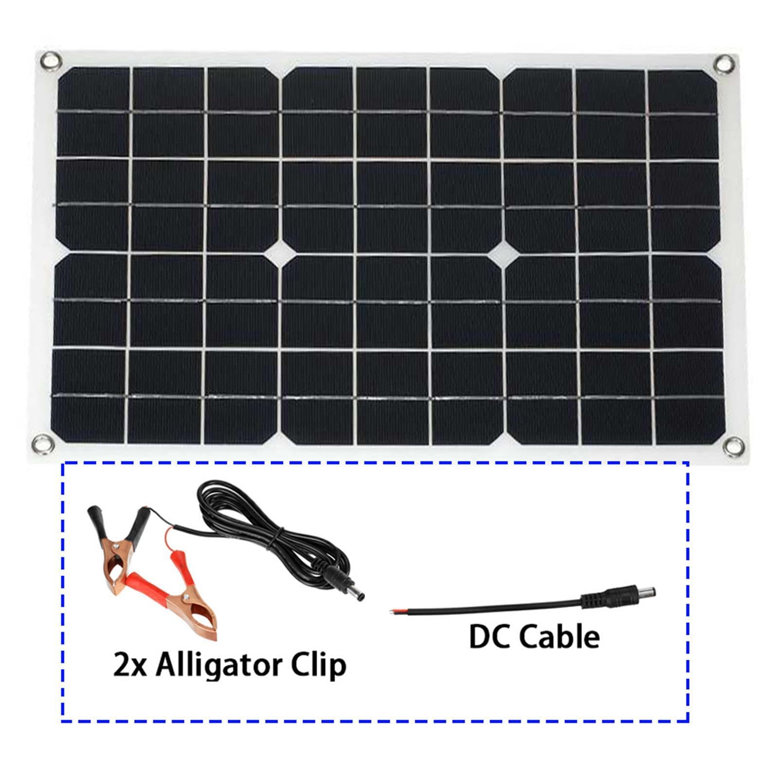 Solaranlage | 30A-Regler mit 2 USB-Anschlüssen und LED-Display | Solarstrom-Komplettset | 12V 18W Solarpanel und 300W-Wandler-System-Kit | DC 12V zu AC 110V/220V Solarstrom-Wandler