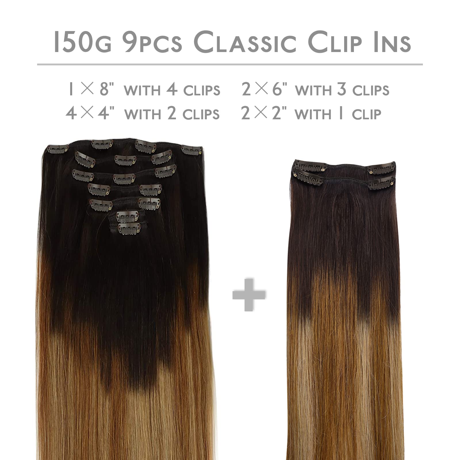 WENNALIFE Clip in Hair Extensions Human Hair 16 Inch 120g 7pcs Dark Brown Hair Extensions Clip in for Women Real Human Hair Double Weft Rallonge Cheveux Humain Extension Real Hair Extensions — view 262