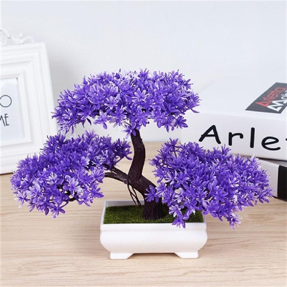1Pcs Artificial Bonsai Tree Welcoming Plant Potted Bonsai Fake Mini Flower Green Plant Pine Pot Vase Wedding Home Decoration