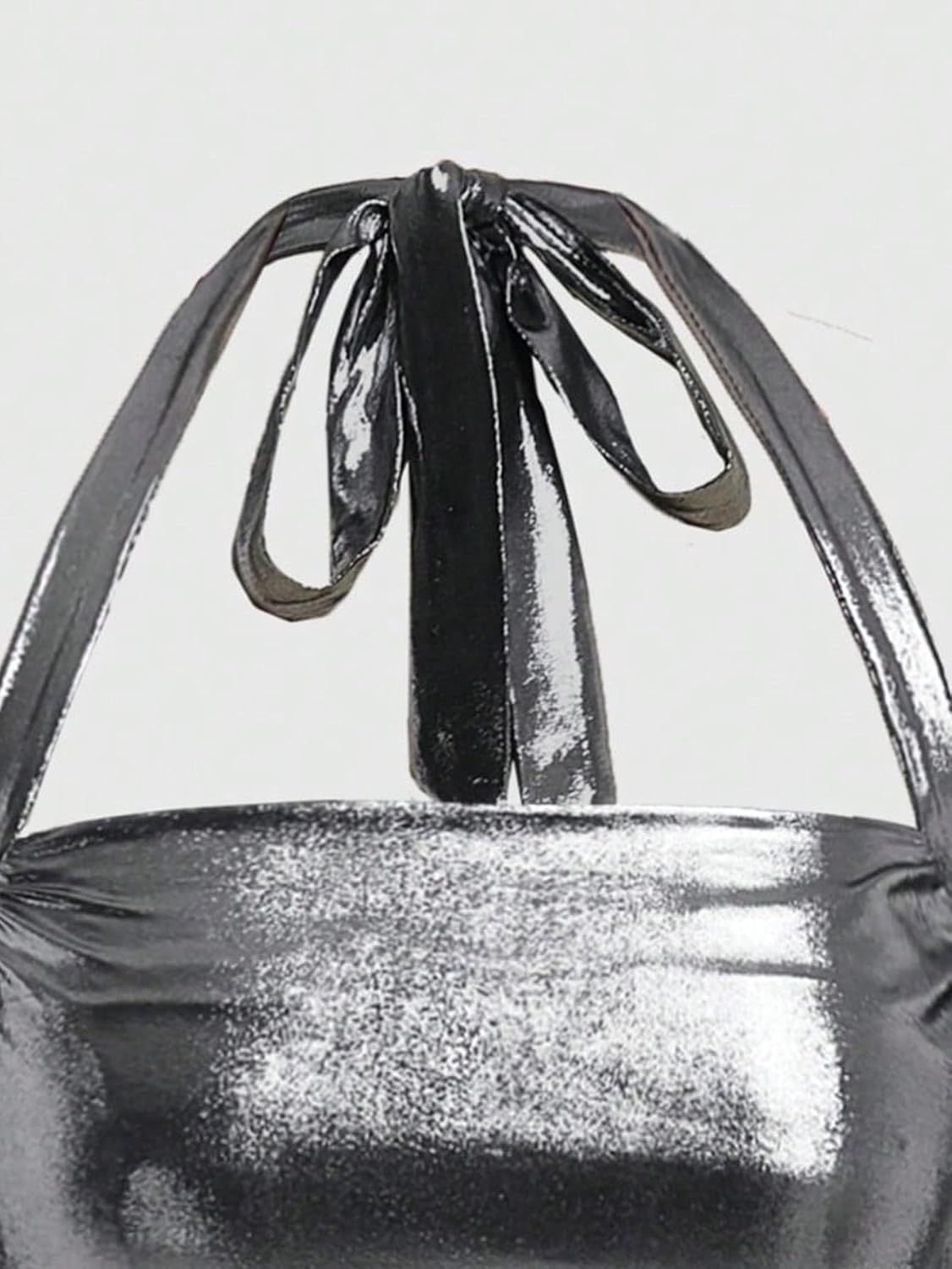 Floerns Women's Sparkly Metallic Clubwear Halter Tie Neck Sleeveless Ruched Tank Top - Image 3