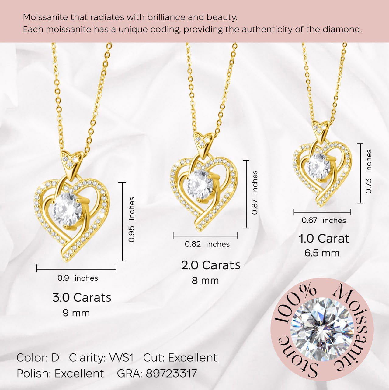Valentine’s Day Moissanite Heart Pendant Necklace for Women – Dainty Fine Jewelry with Heart Pendant, Luxury Gift Box for Mom Wife Girlfriend – Birthday Anniversary - Image 7
