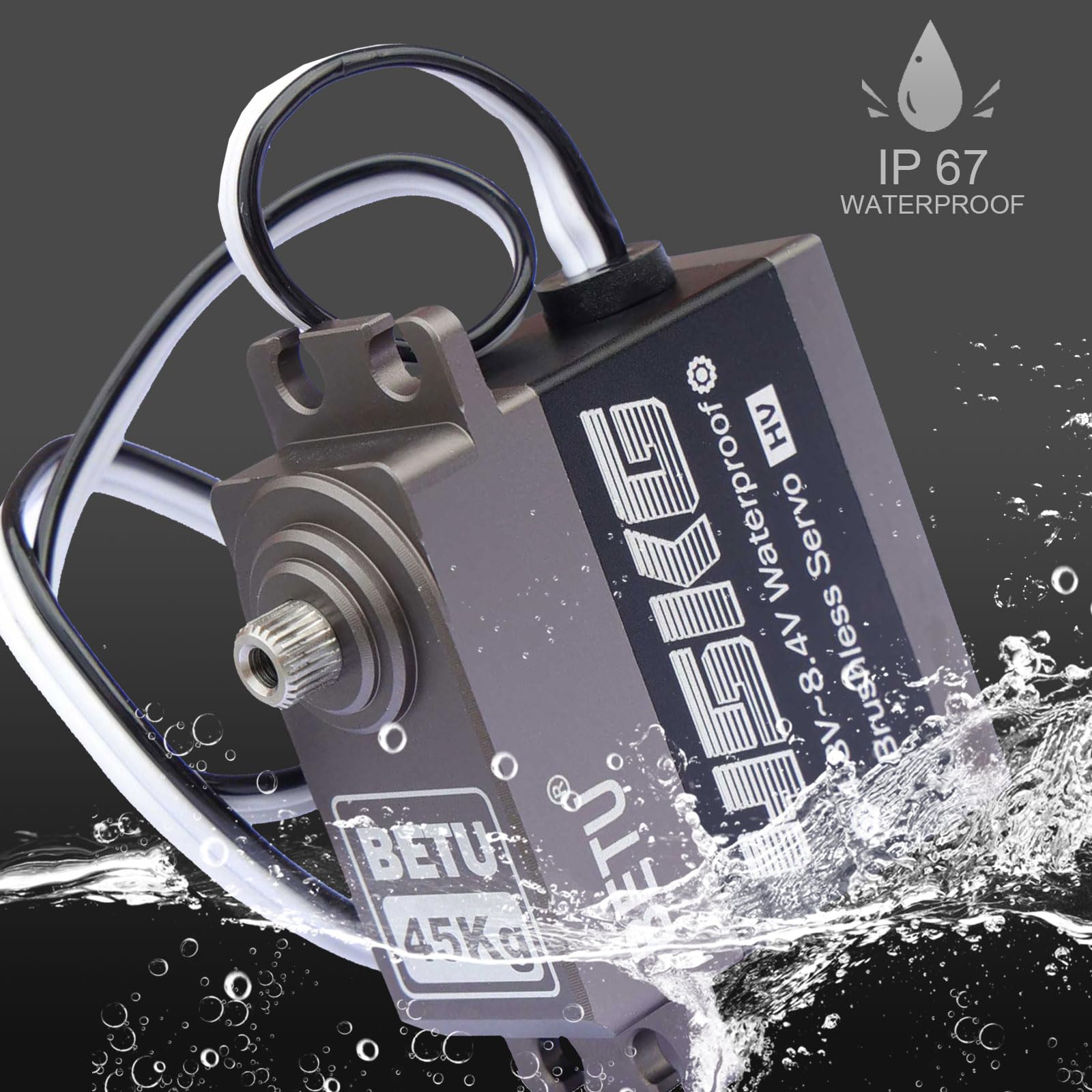 BETU Servo Brushless da 45 kg, Servo Waterpoof, RC Servo Compatibile con 1/5,1/6, 1/8, 1/10 RC Auto/Robot/Barca/Aereo