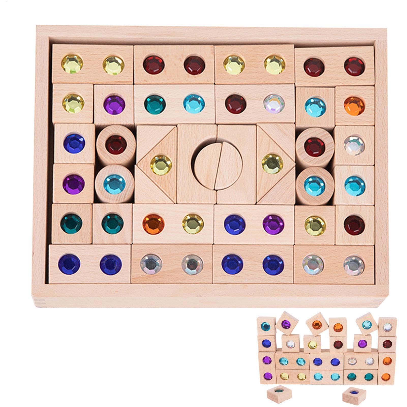 Gem Blocks for Kids – Radiant Light Through Acrylic Gems, Premium Handcrafted Carving Stems, Fine Motor Precision Building Set | Stunning Visual Prism Desktop Stacking Toys for Creativity Crafts
