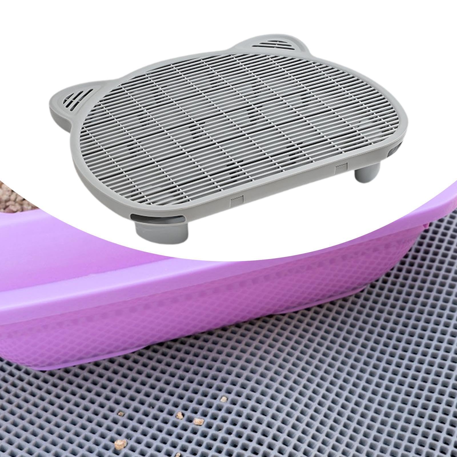 Tapis de Litière pour Chat, Marchepied, Facile à Nettoyer, Moins de Déchets, Marchepieds Réutilisables, Tapis de Rétention de Litière pour Chats, Gris