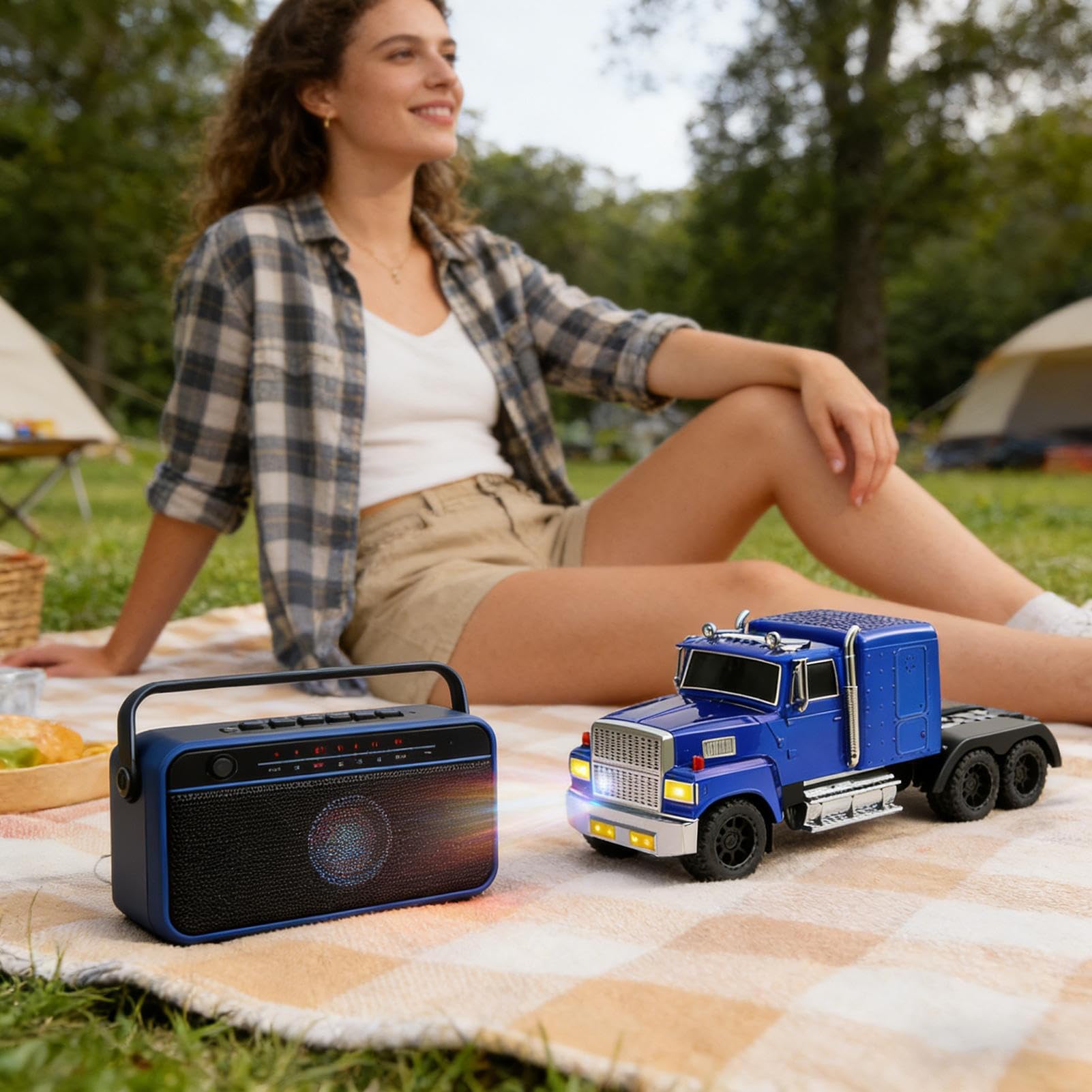 Altoparlanti da Tavolo Cassa a Forma di Camion con Microfono Integrato e | Altoparlante Senza Fili da Viaggio con LED e Radio FM Per Appassionati di Auto, Feste e Viaggio