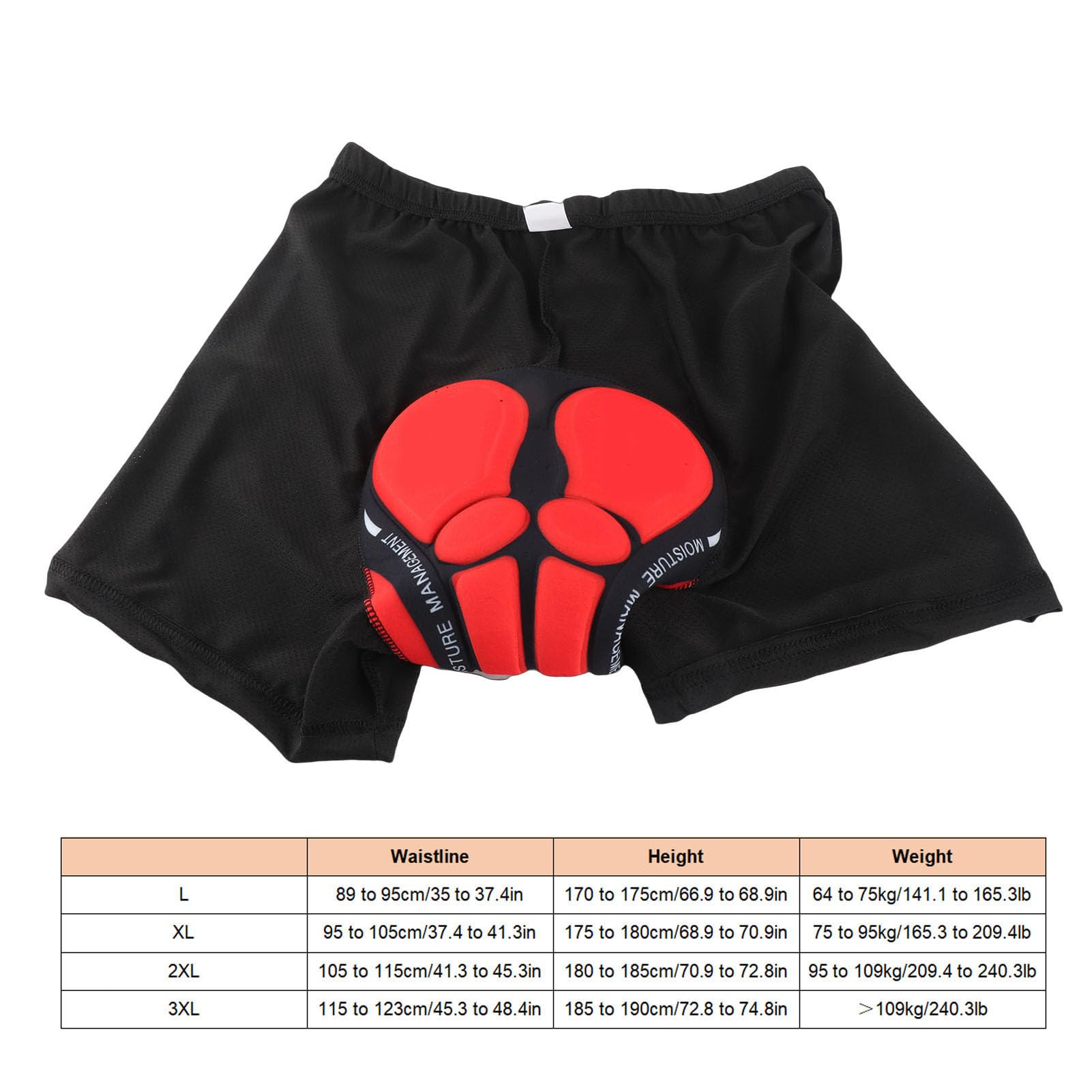 Tbest Spodenki rowerowe, bielizna rowerowa, bielizna rowerowa 3D, wyściełana, silikonowa, oddychające, szybkoschnące, do roweru górskiego, dla mężczyzn i kobiet, czarne