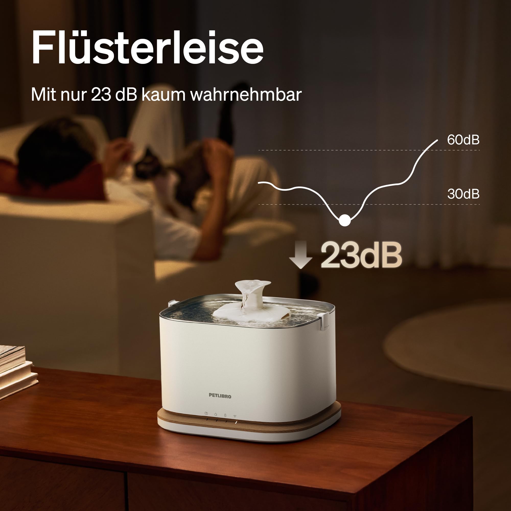 PETLIBRO Upgrade Katzenbrunnen - Kabelloser Trinkbrunnen für Katze mit App-Überwachung, 3L/101oz Dockstream 2, Edelstahlablage, 5GHz WiFi, ideal für Haustiere