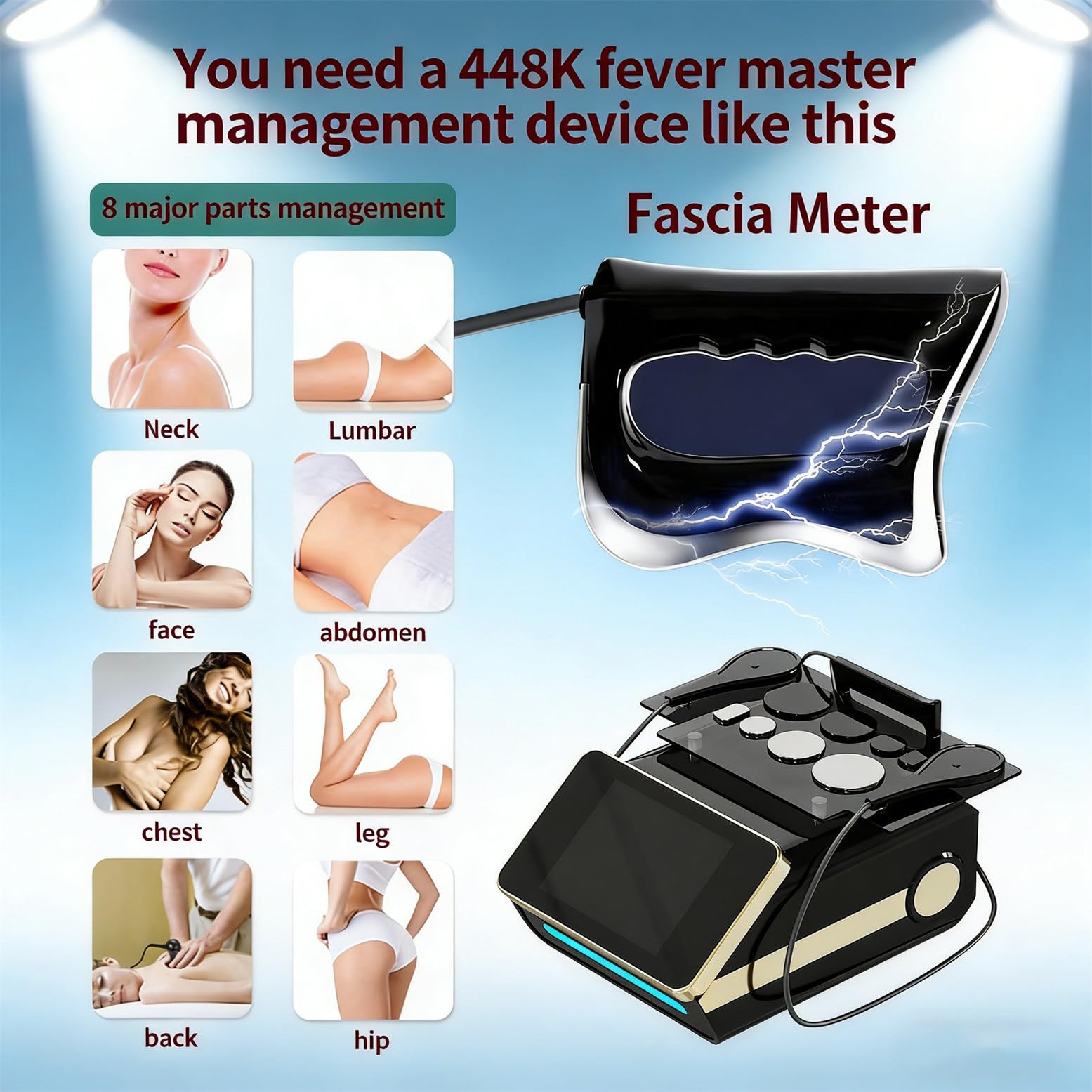 Apparecchio per Terapia Tecar a 448 kHz per Il Sollievo dal Dolore, Dispositivo di diatermia RET CET con Touchscreen HD da 8", Fisioterapia per Il Recupero Muscolare, 52x49x33cm