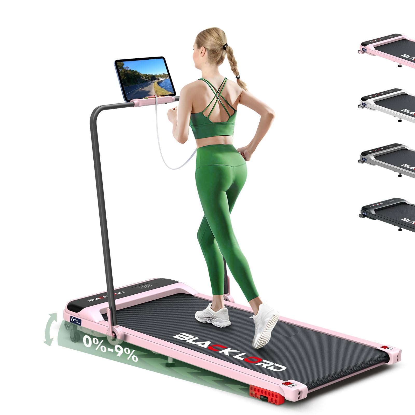 BLACK LORD Tapis De Course Électrique – Moteur 3.2 CV, Inclinaison 4%, Écran LED, Bluetooth, Pliable Et Portable