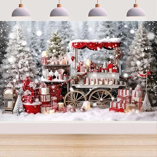 Telón de fondo de fotos para tienda de cacao caliente de invierno, carrito de madera, decoración del hogar familiar, fondos de fiesta de vacaciones,