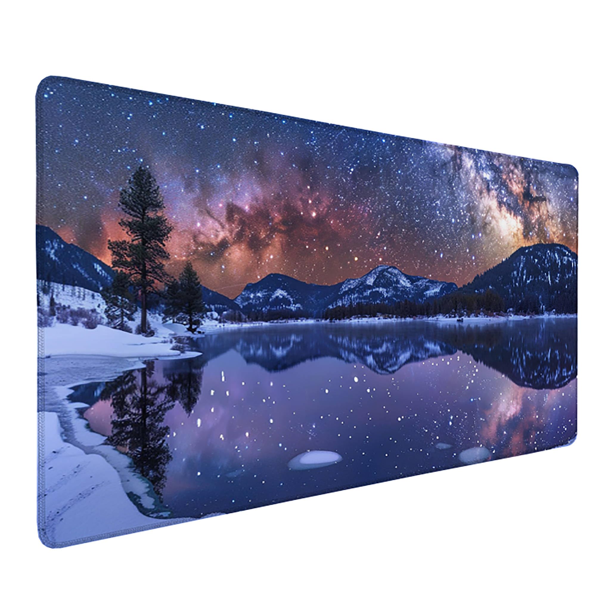 Niebieska podkładka pod mysz XXL, podkładka na biurko, 1200 x 600 cm, szyte krawędzie, podkładka pod mysz, gumowa podstawa, gwiaździste niebo, podkładka pod mysz, stabilna przyczepność na gładkich