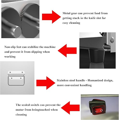 Miniatura 5 de Cortadora de carne eléctrica Cortadora de verduras comerciales con hoja de acero inoxidable 0.098 in 110V 850W Cortador de alimentos para carne y
