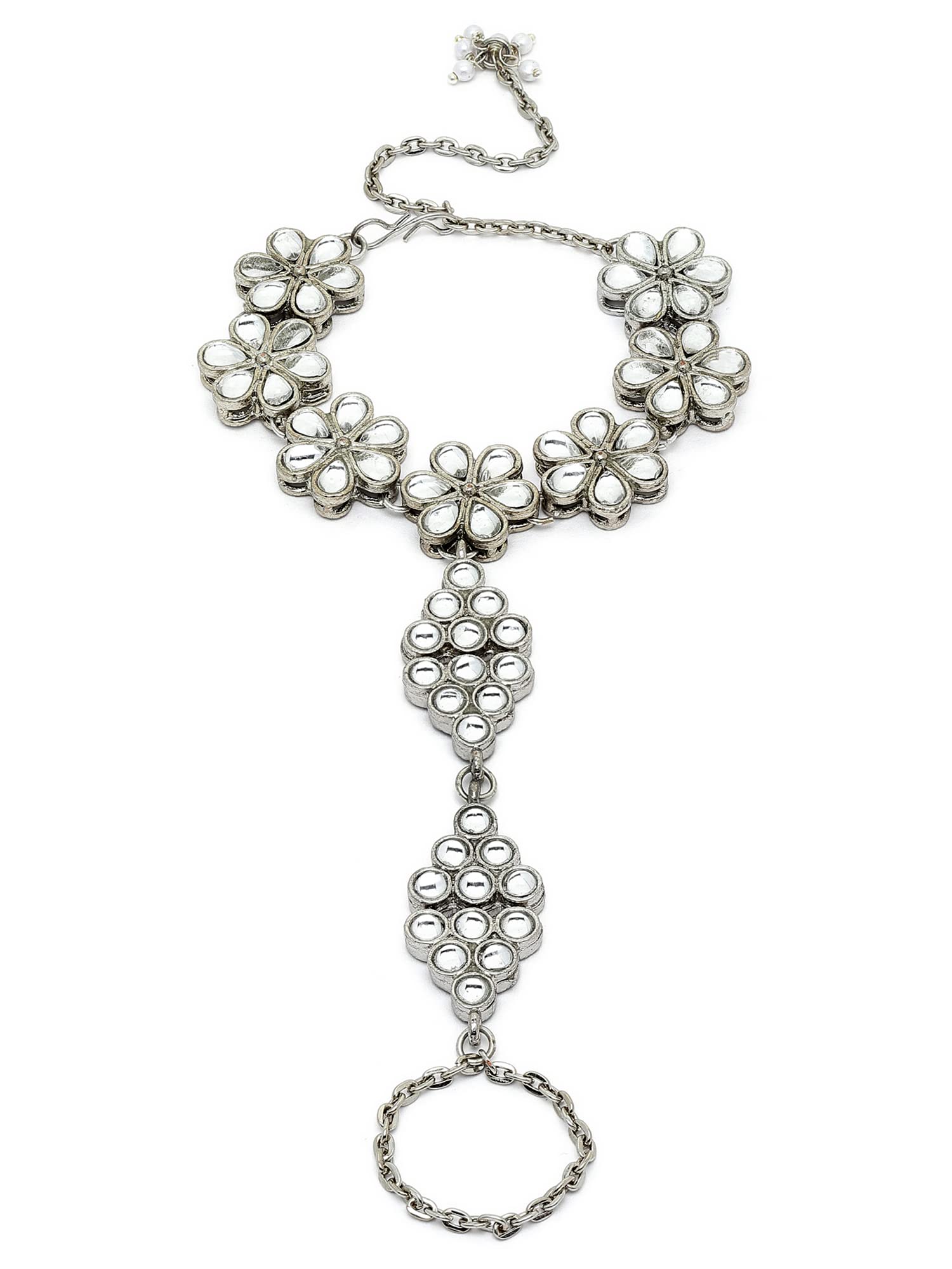 See full amazon price history chart for Karatcart Oxidised Silver Floral Kundan Chain Hathphool for Women Karatcart Oxidised Silver Floral Kundan Chain Hathphool for Women (B0B1MCK818) Amazon Price History, Amazon Price Tracker